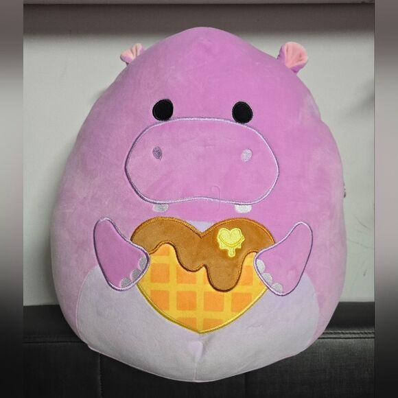 Squishmallows Official 16 inch Hanna the Purple Hippo Holding a Waffle, New - Picture 1 of 5